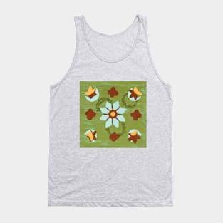 Flowers Abstract - Moss Green Tank Top